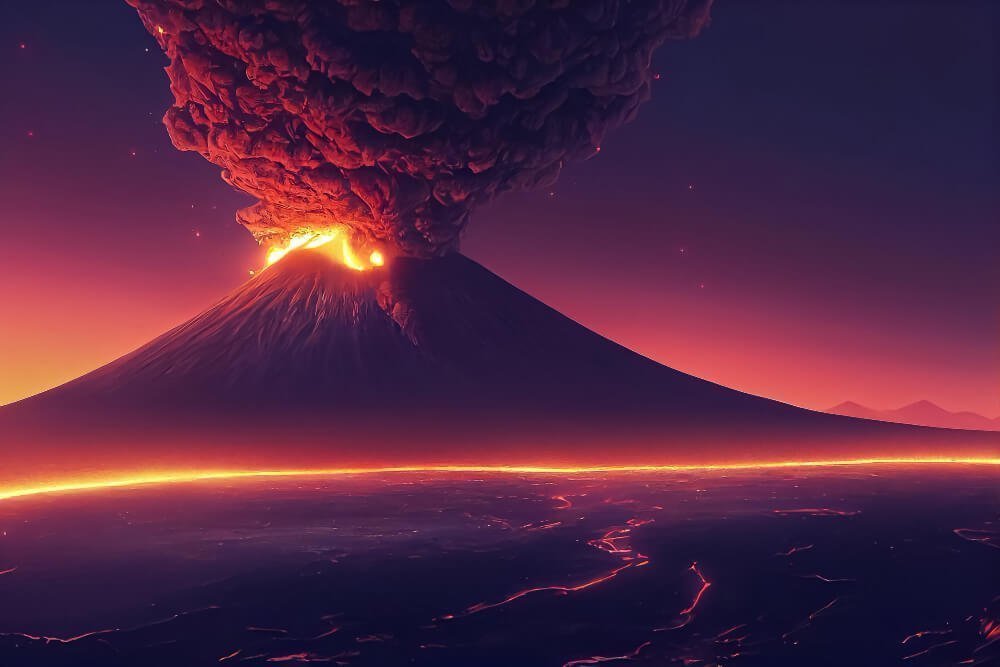 3d-illustration-night-landscape-volcano