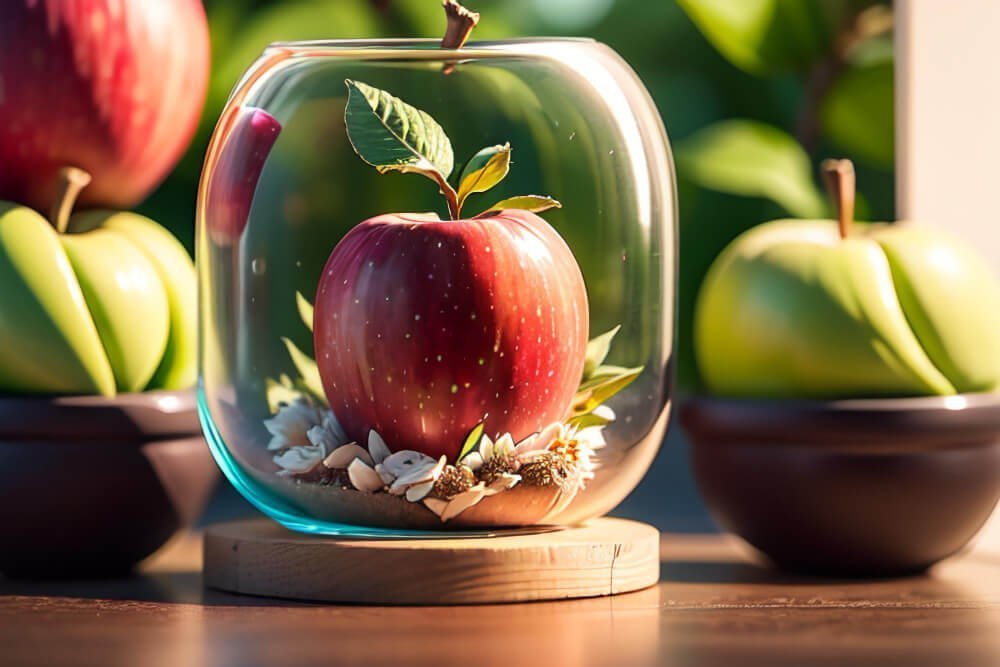 glass-bowl-with-red-apple