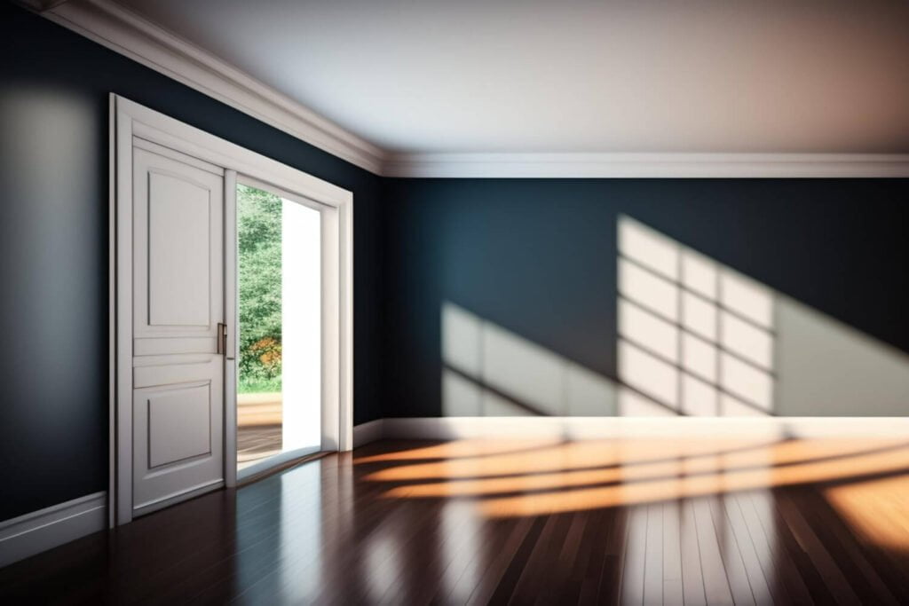 room-with-blue-wall-white-doors