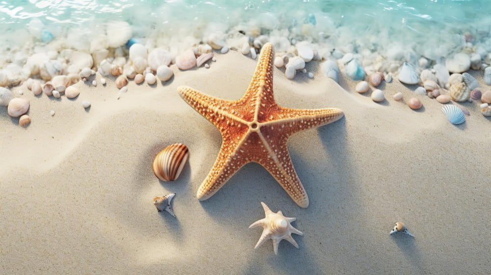 top-view-starfish-sandy