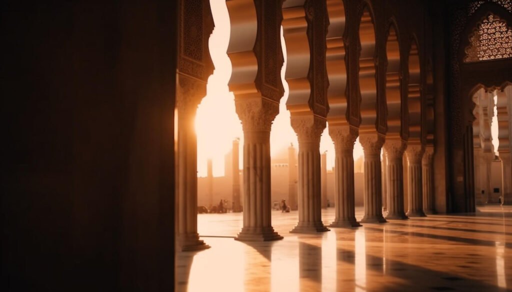 view-mosque-with-columns-sun-setting-it.