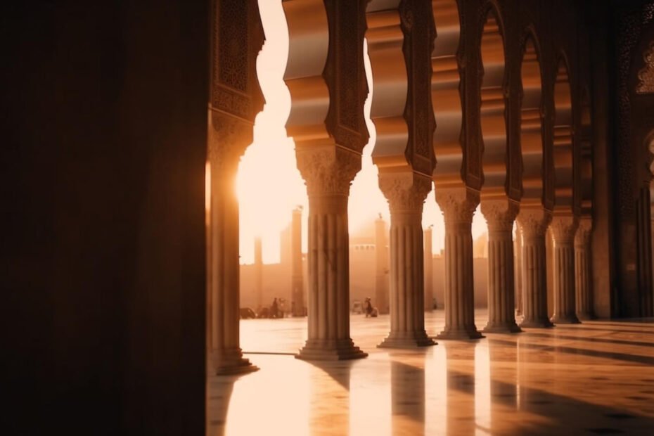 view-mosque-with-columns-sun-setting-it.
