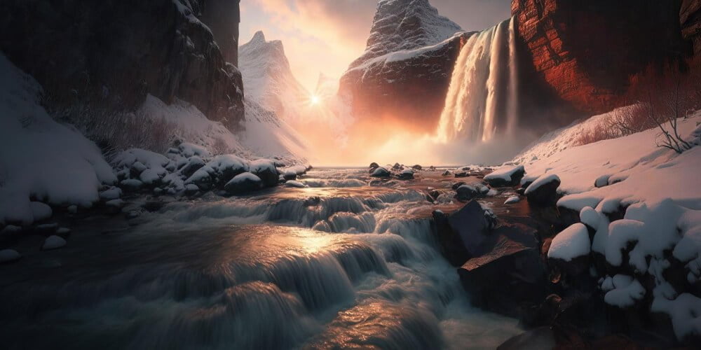 dramatic-waterfall-from-melting-glacier