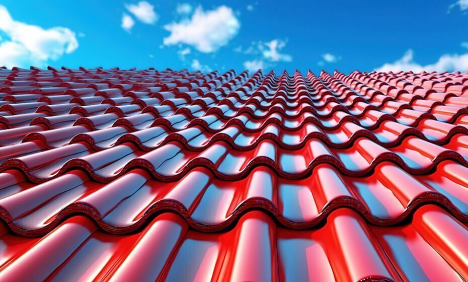 new-red-tiles-roof-blue-sky