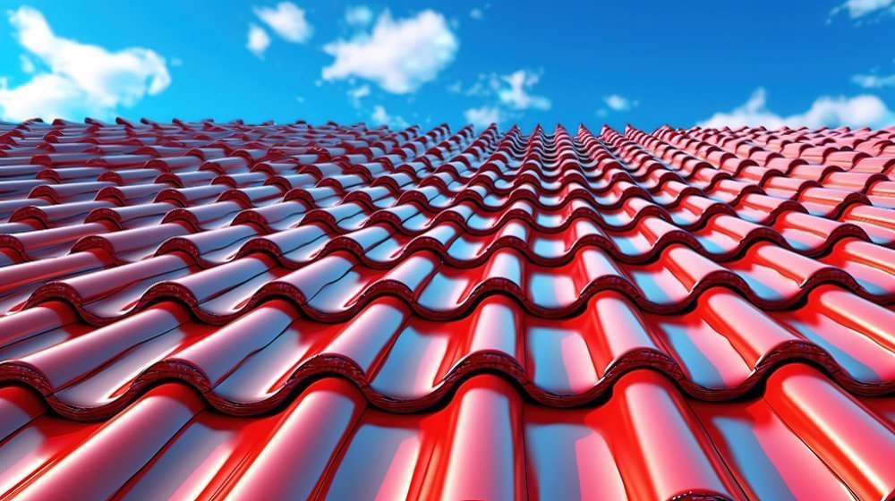 new-red-tiles-roof-blue-sky