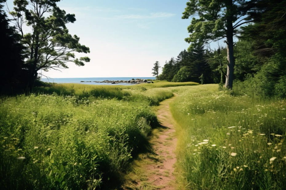 path-through-field-tall-grass-with-beach