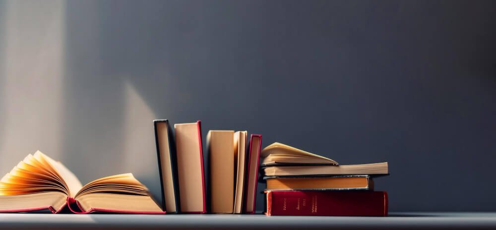 stack-books-table-with-word