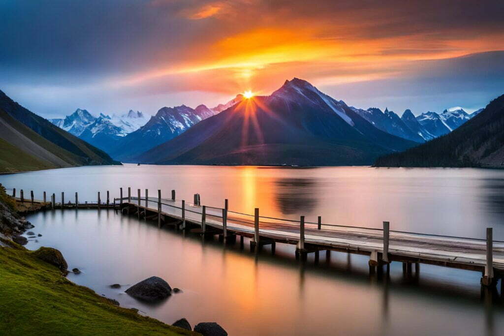 sunset-lake-with-mountains-background