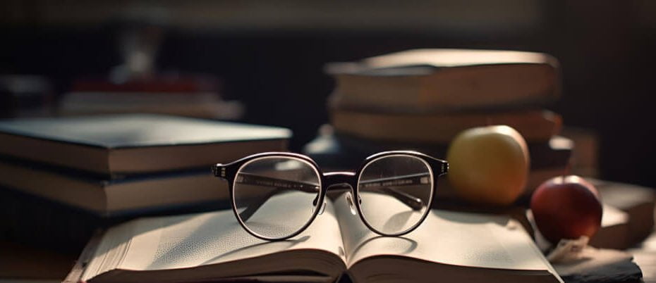 table-with-books-there-are-glasses-books-education-reading-soft-light-generated-ai