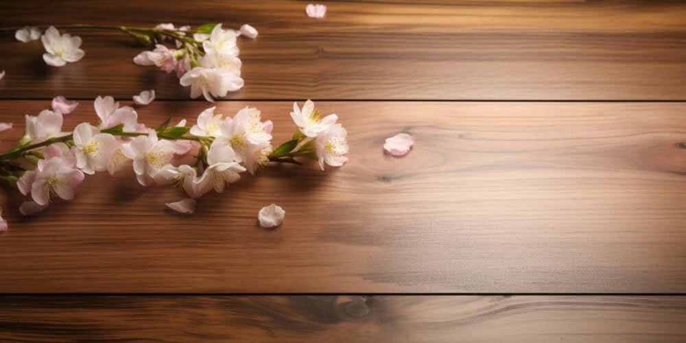 wooden-table-with-bunch-white-flowers