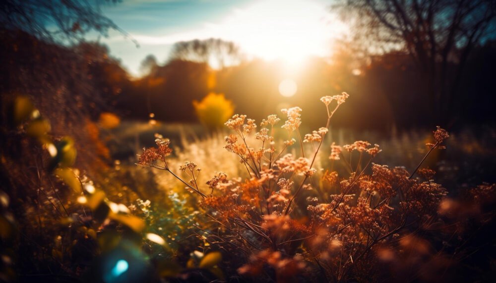 field-flowers-with-sun-setting-it