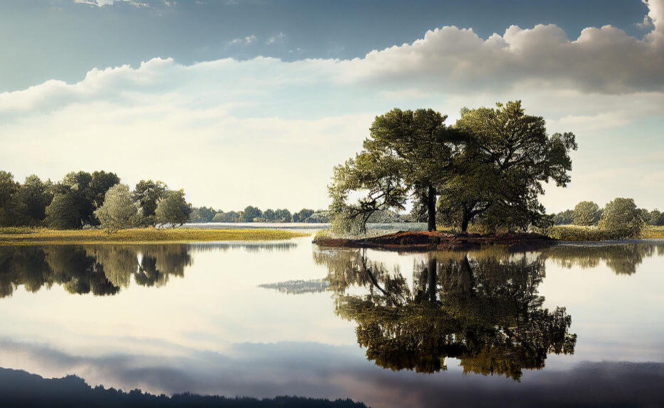 lake-with-trees-cloudy-sky