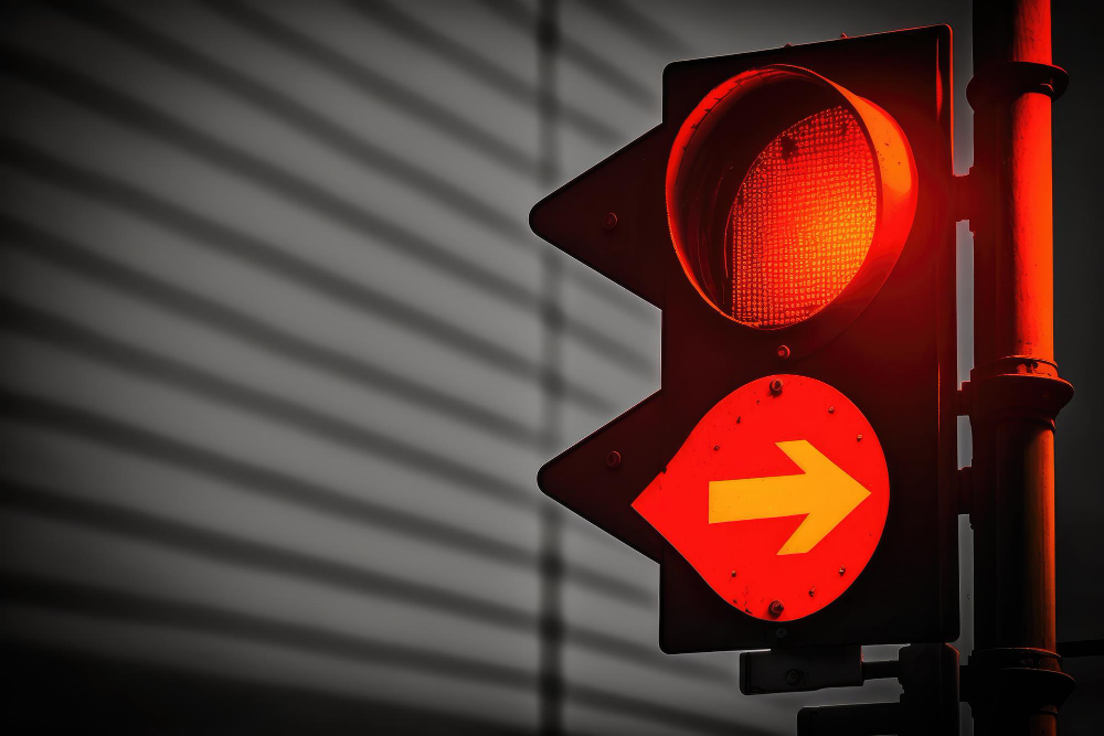 sign-with-red-traffic-light-arrow-pointing-way-safety