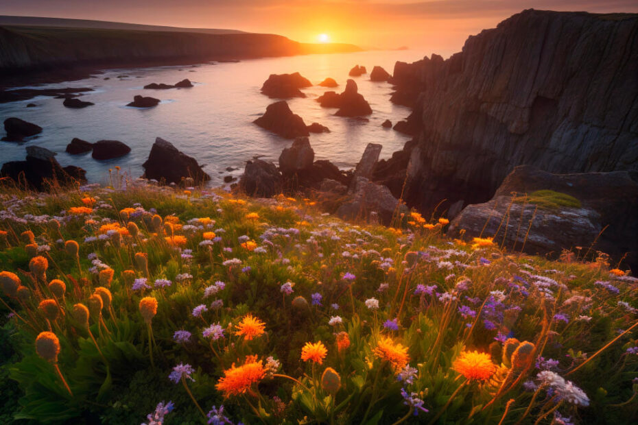 sunset-field-wild-flowers