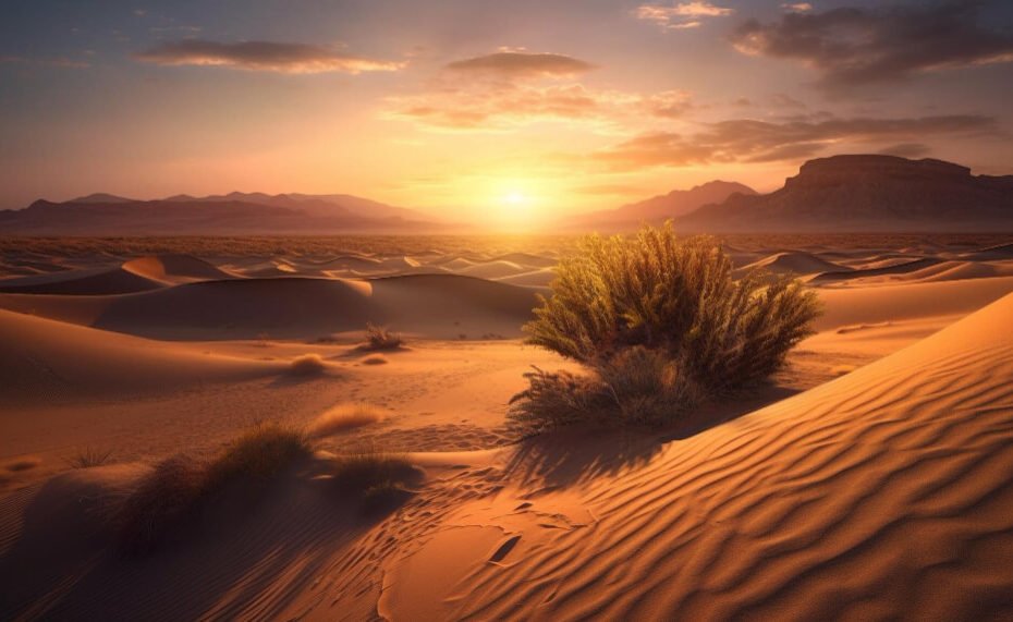 sunset-majestic-sand-dunes-africa-generated-by-ai