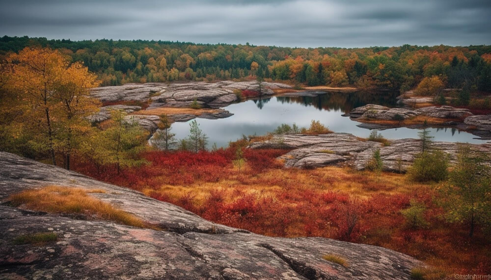 vibrant-autumn-colors-reflect-tranquil-pond-water-generated-by-ai