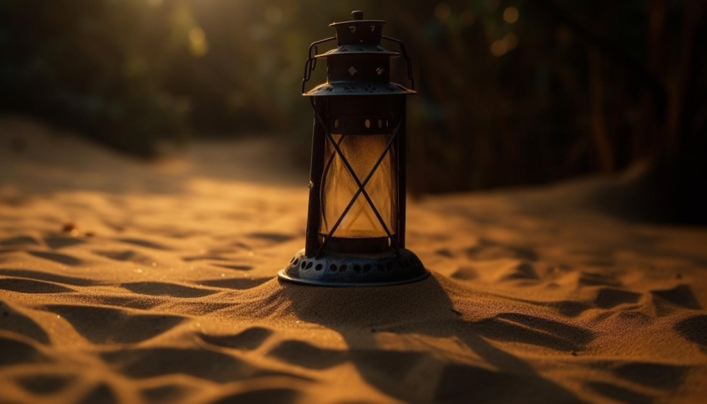 rustic-lantern-glows-dark-forest