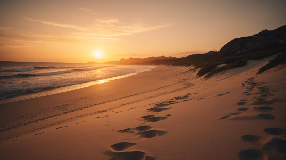 sunset-beach-footprints